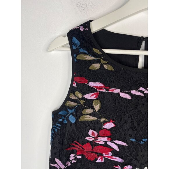 Lucky Brand Floral Embroidered Lace Tank Top XS Black Boho Festival Sleeveless - Picture 9 of 12